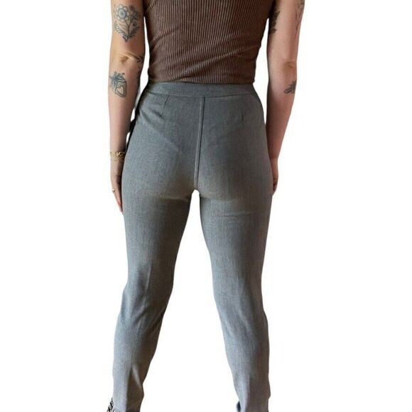 Vintage Chanel Gray Wool Mid Rise Stretch Preppy Kick Flare Skinny Trouser Sz 38 - Picture 6 of 6